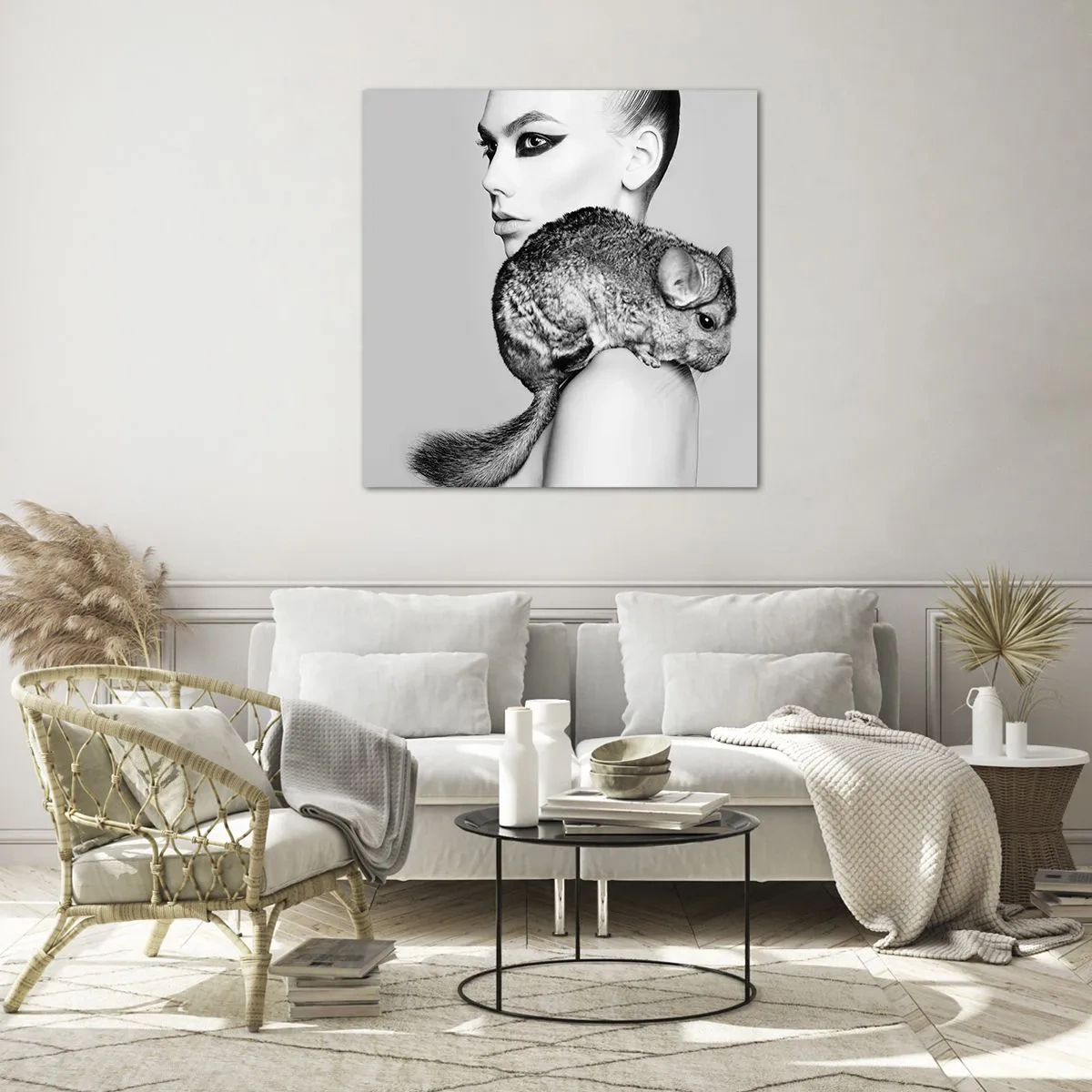 Impression sur verre - Image sur verre - Dame au chinchilla - 50x50 cm