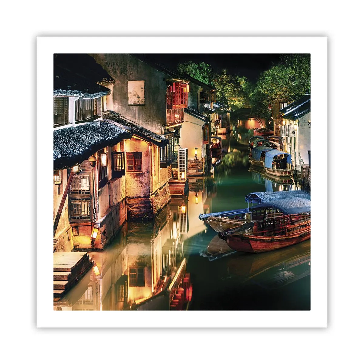 Affiche - Poster - Soirée dans une rue chinoise - 60x60 cm
