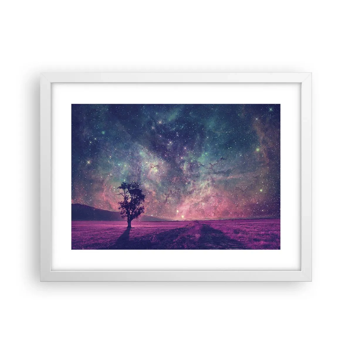 Affiche dans un cadre blanc - Poster - Sous un ciel magique - 40x30 cm