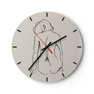Horloge murale - Pendule murale - Un croquis subtil d'une silhouette féminine sur un fond clair - 30x30cm - Femme nue - Décoration murale moderne pour le salon, la cuisine et la chambre ARTTOR