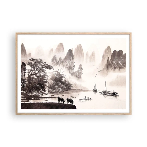 Affiche dans un chêne clair - Poster - Le quotidien exotique de l'Orient - 100x70 cm