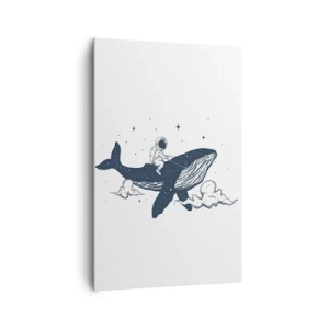 Impression sur toile - Image sur toile - Astronaute sur une baleine flottant dans l'espace - 80x120cm - Aventure spatiale - Décoration murale moderne pour le salon et la chambre ARTTOR
