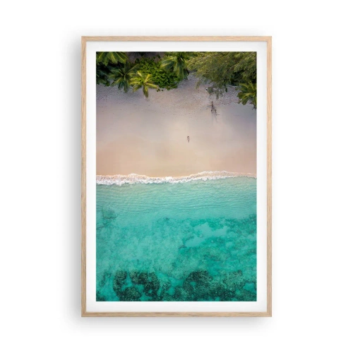Affiche dans un chêne clair - Poster - Plage paradisiaque - 61x91 cm