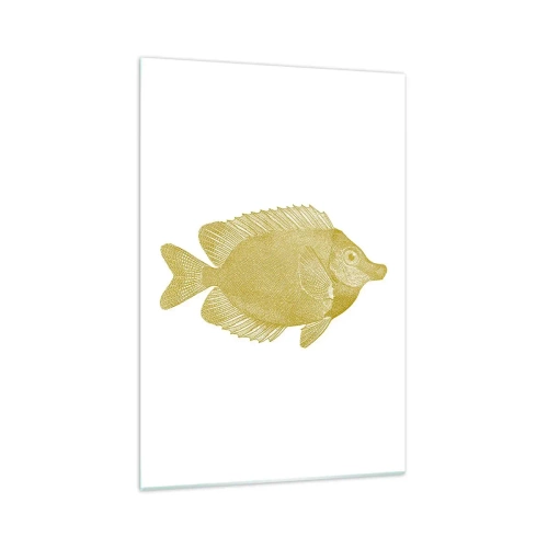 Impression sur verre - Image sur verre - Poisson rouge vintage sur fond clair - 70x100cm - Du poisson et c'est tout - Décoration murale moderne pour le salon et la chambre ARTTOR