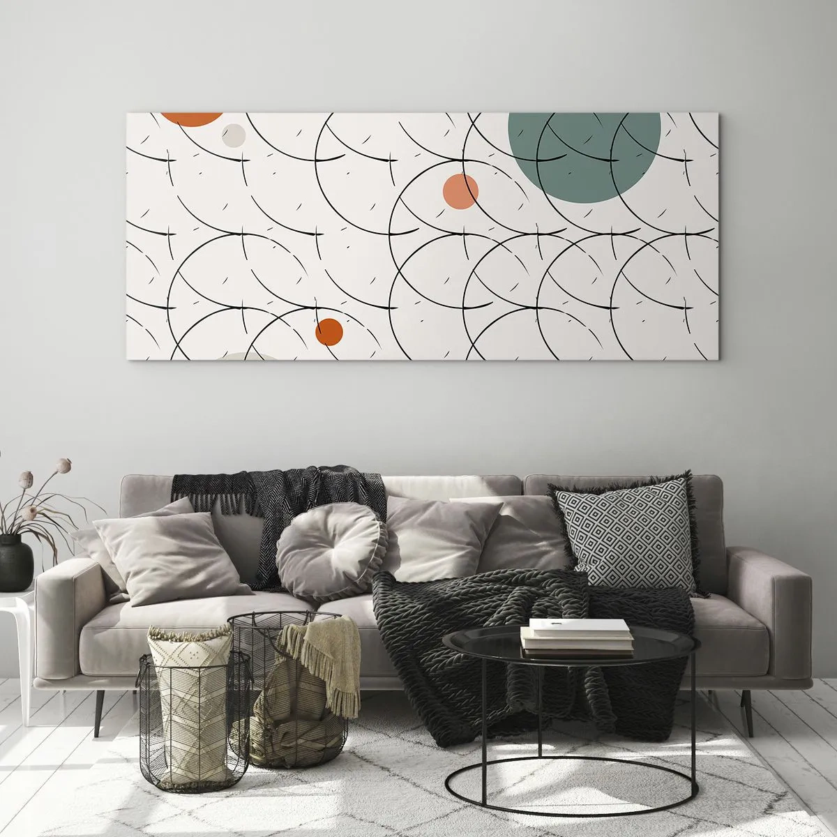 Impression sur verre - Image sur verre - Motif géométrique avec des cercles colorés sur un fond clair - 140x50cm - Dans l'esprit pop art - Décoration murale moderne pour le salon et la chambre ARTTOR