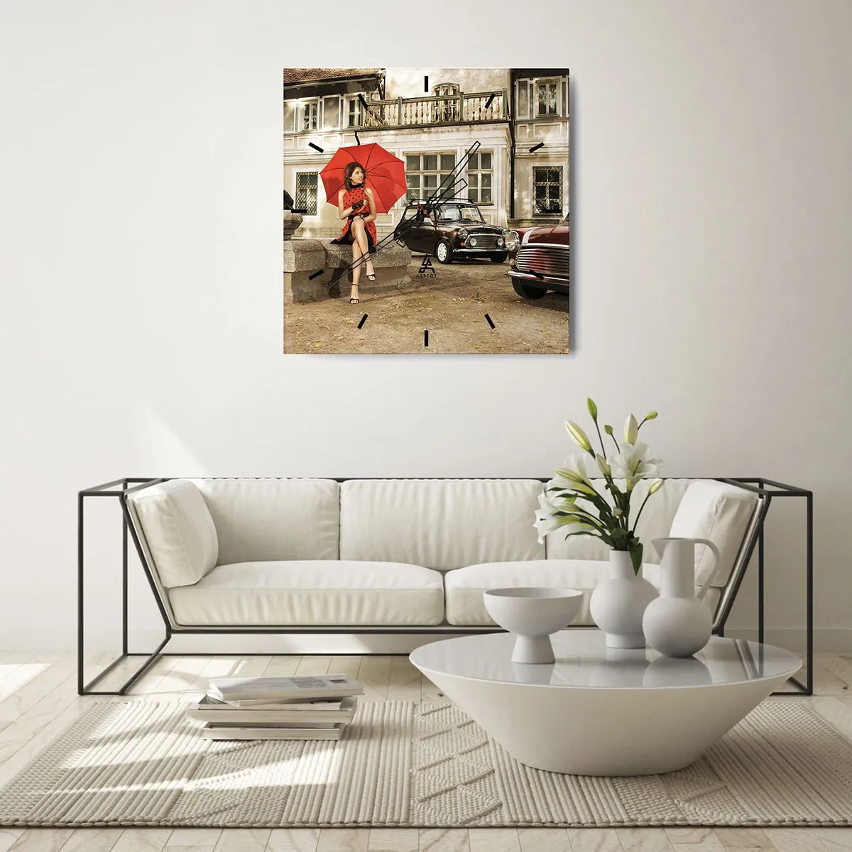 Horloge murale - Pendule murale - Un mini-voyage sentimental - 40x40 cm