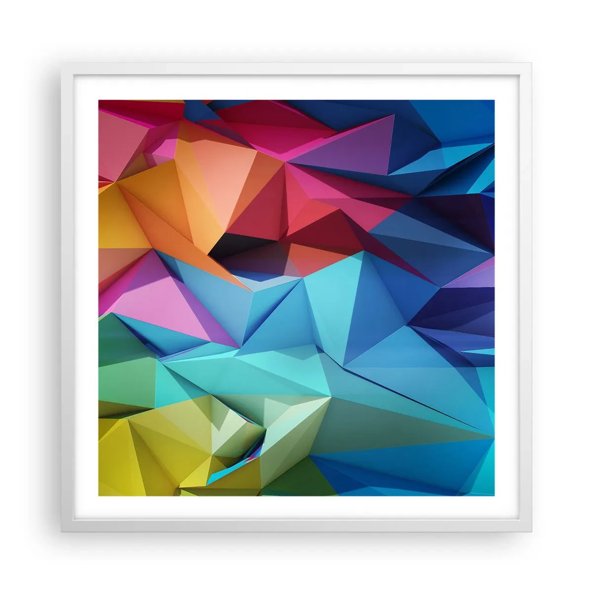 Affiche dans un cadre blanc - Poster - Origami arc-en-ciel - 60x60 cm