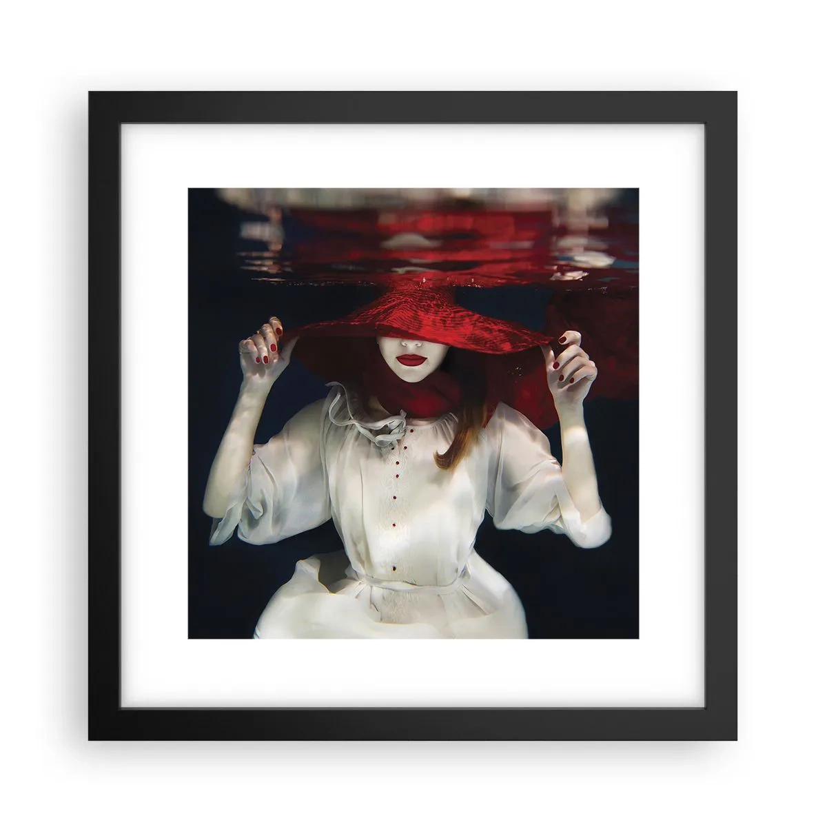 Affiche dans un cadre noir - Poster - Femme mystérieuse - 30x30 cm
