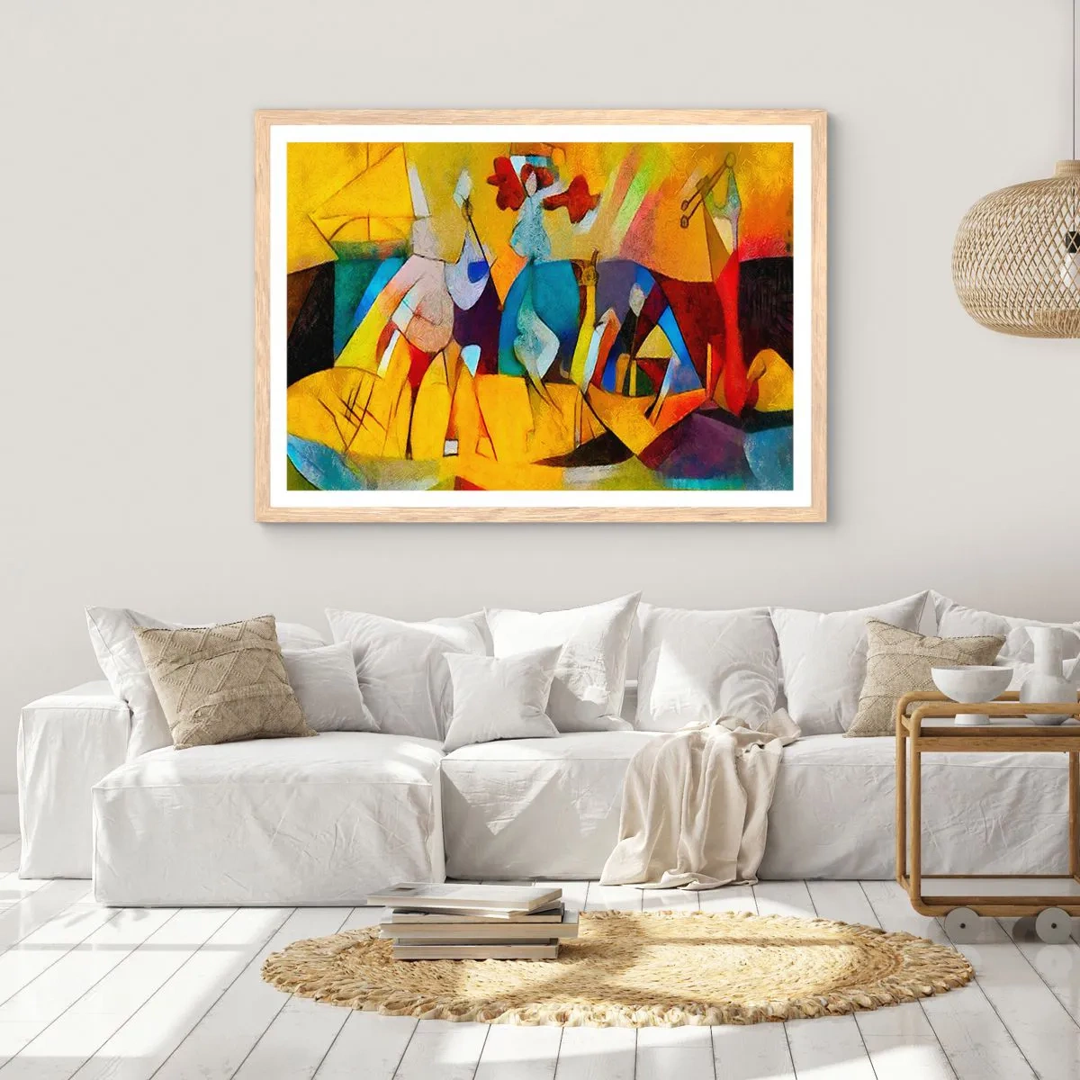 Affiche dans un chêne clair - Poster - Soleil - vie - joie - 70x50 cm