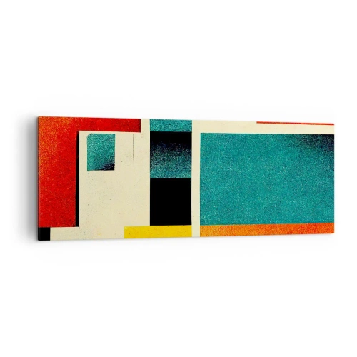 Impression sur toile - Image sur toile - Abstraction géométrique avec des rectangles et des carrés colorés - 140x50cm - Abstraction géométrique – bonne énergie - Décoration murale moderne pour le salon et la chambre ARTTOR