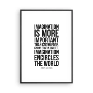 Affiche dans un cadre noir - Poster - Einstein sur le pouvoir de l'imagination - 70x100 cm