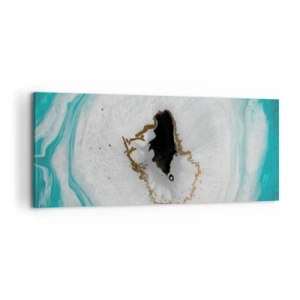 Impression sur toile - Image sur toile - Motif de géode abstrait dans des tons de turquoise, blanc et or - 120x50cm - Pénétrer à l'intérieur - Décoration murale moderne pour le salon et la chambre ARTTOR