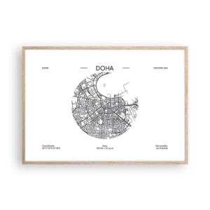 Affiche dans un chêne clair - Poster - Anatomie de Doha - 100x70 cm