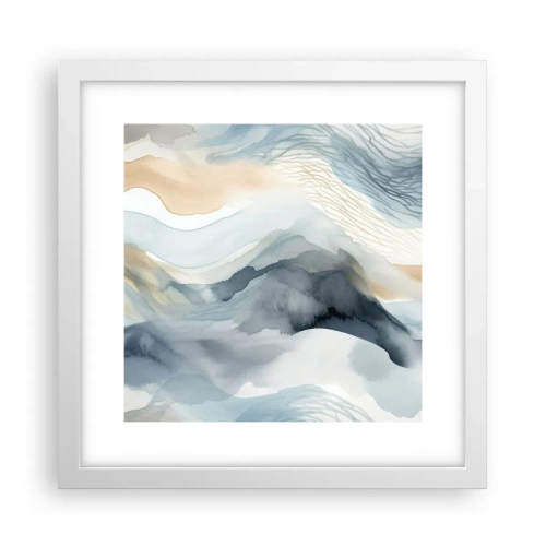 Affiche dans un cadre blanc - Poster - Abstraction enneigée et brumeuse - 30x30 cm