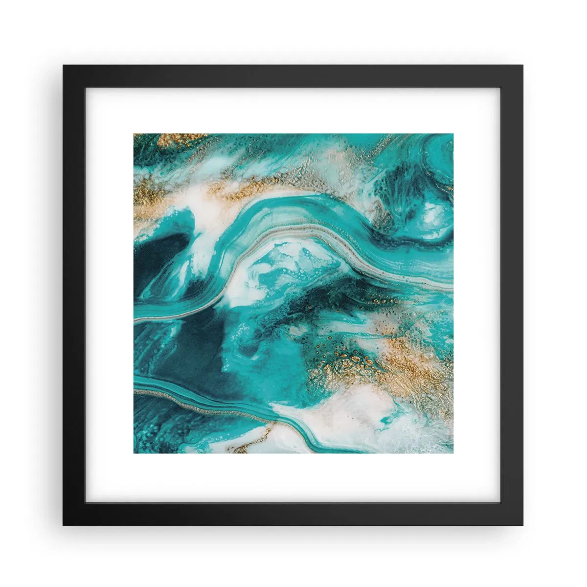 Affiche dans un cadre noir - Poster - Rivière d'or - 30x30 cm