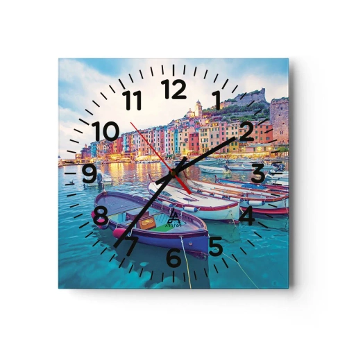 Horloge murale - Pendule murale - Soirée colorée au port - 40x40 cm