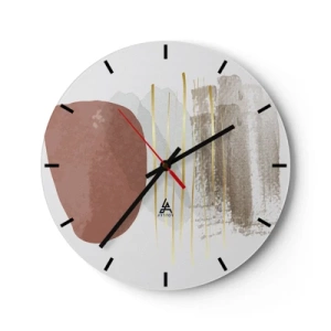 Horloge murale - Pendule murale - Formes abstraites minimalistes dans des tons beiges et marron - 30x30cm - Colonnade abstraite - Décoration murale moderne pour le salon, la cuisine et la chambre ARTTOR