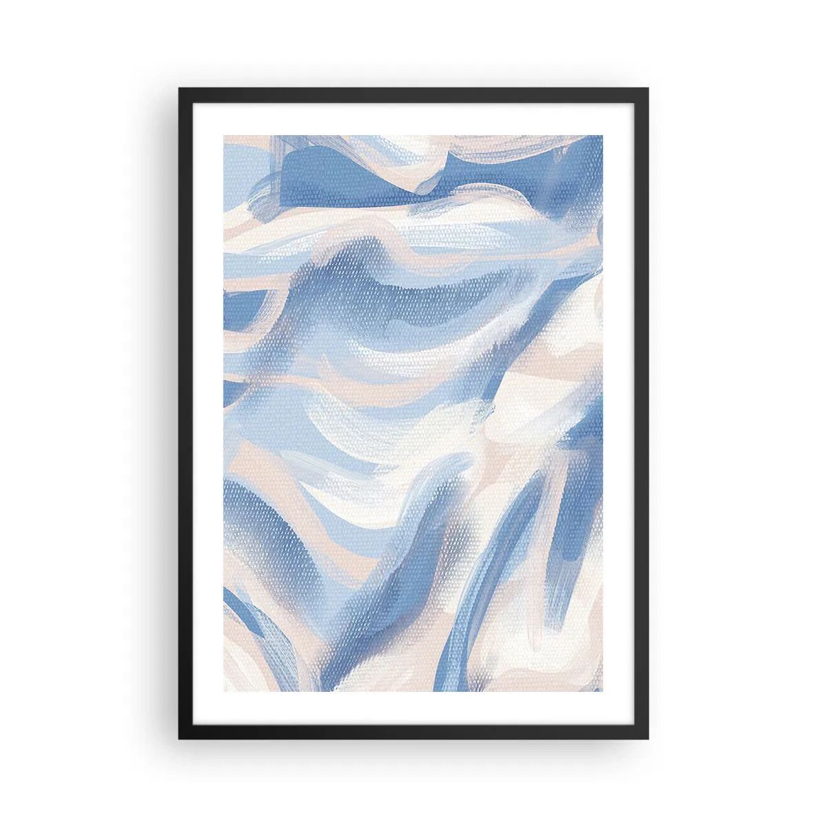 Affiche dans un cadre noir - Poster - Vagues bleues - 50x70 cm