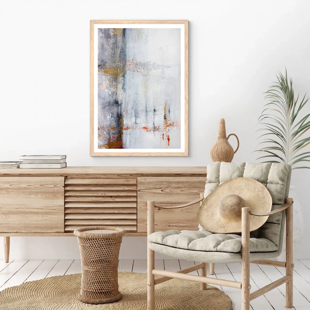 Affiche dans un chêne clair - Poster - Derrière l'air un rideau - 70x100 cm