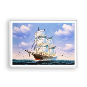 Affiche dans un cadre blanc - Poster - Fièrement avec le vent - 100x70 cm
