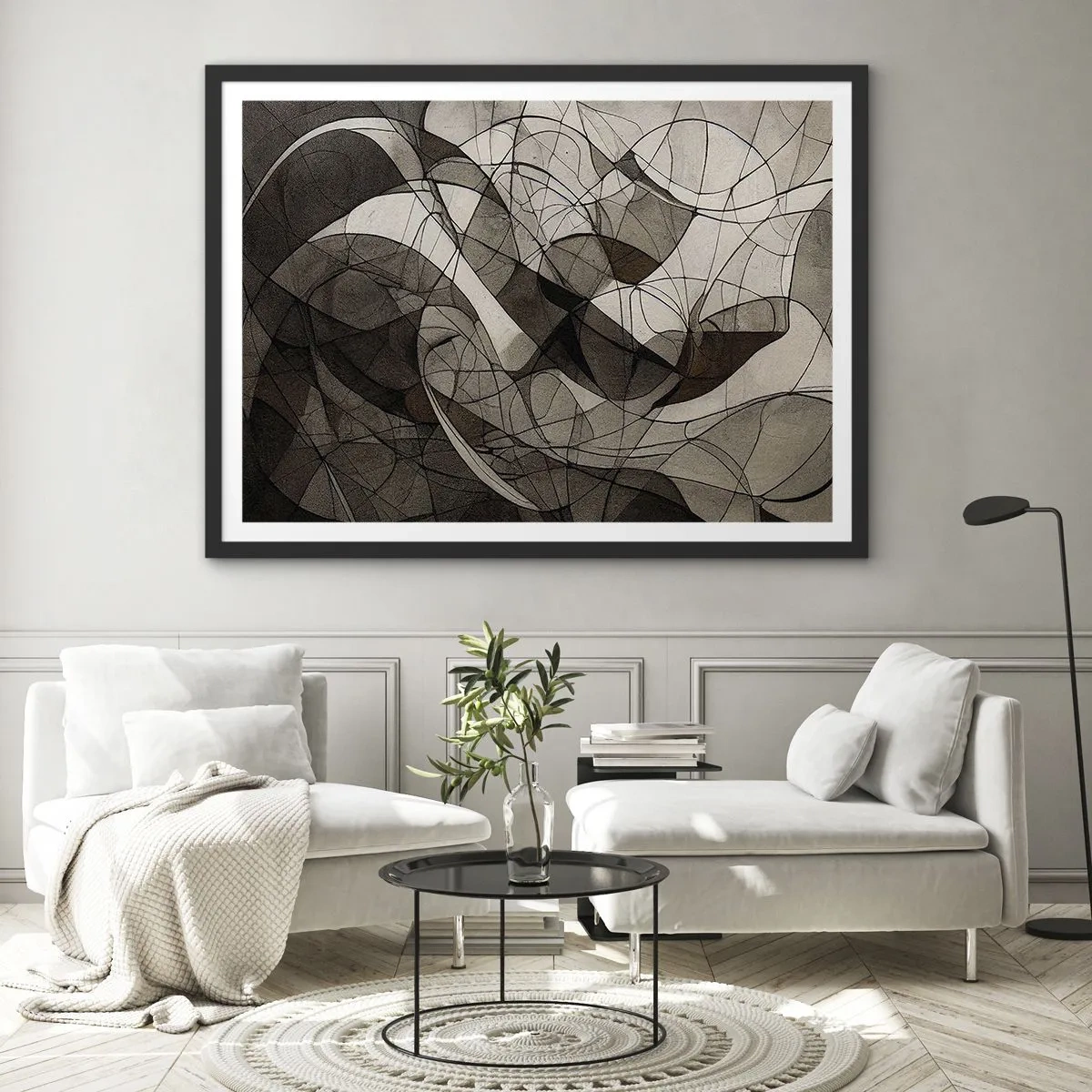 Affiche dans un cadre noir - Poster - Circulation des couleurs de la terre - 50x40 cm