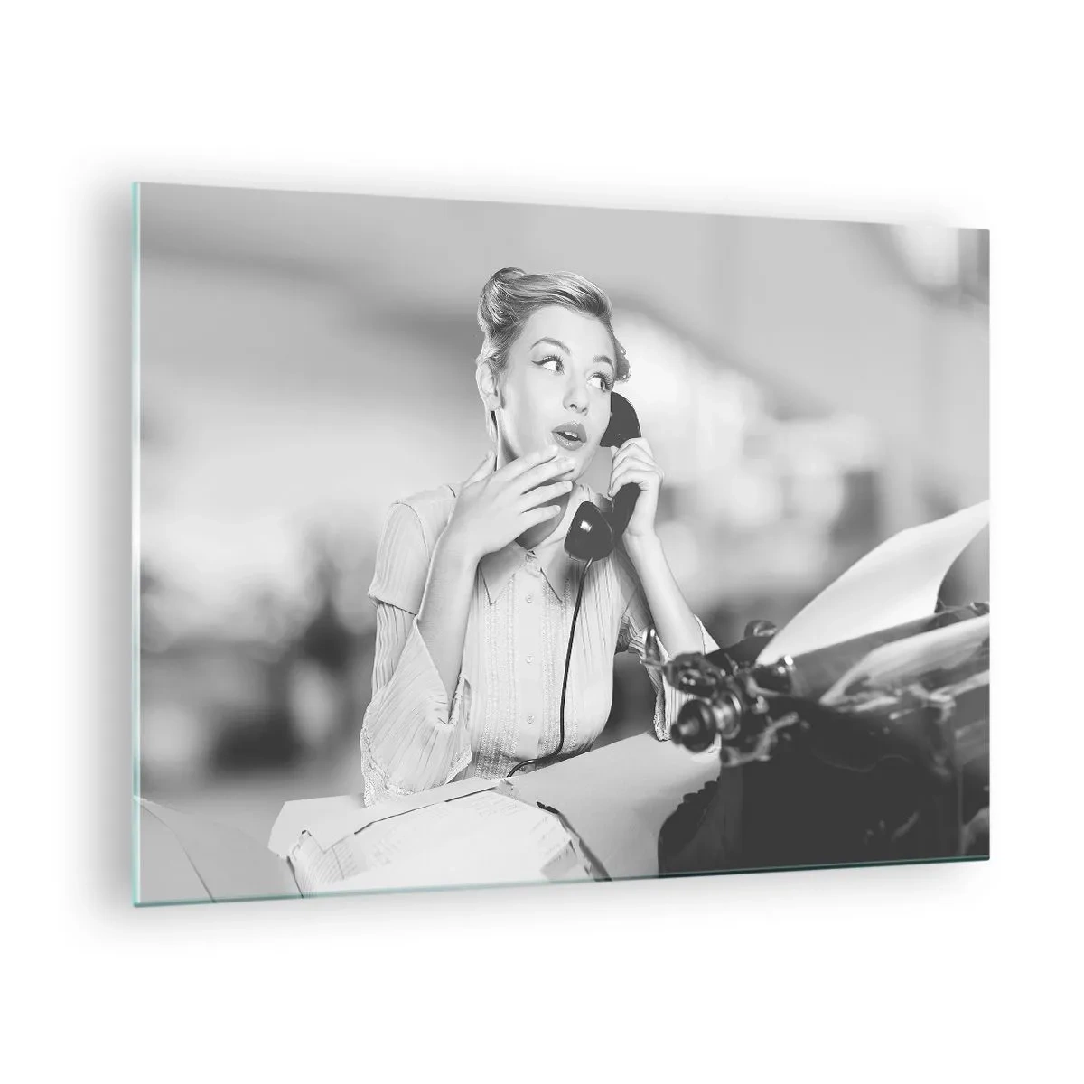 Impression sur verre - Image sur verre - Bonjour, c'est les années 50 ici. - 70x50cm - Hello! Ici les années 50 - Décoration murale moderne pour le salon et la chambre ARTTOR