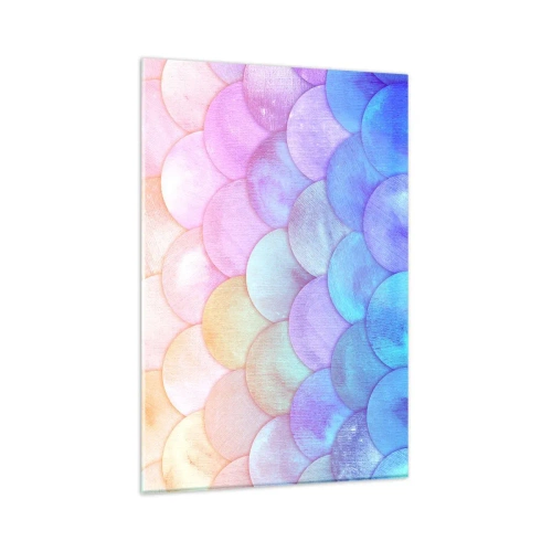Impression sur verre - Image sur verre - Échelles abstraites aux tons pastel - 80x120cm - Écailles de perles - Décoration murale moderne pour le salon et la chambre ARTTOR