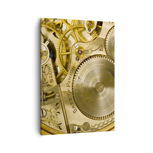 Impression sur toile - Image sur toile - Mécanisme de montre avec engrenages et détails visibles - 50x70cm - Marcher avec son temps - Décoration murale moderne pour le salon et la chambre ARTTOR