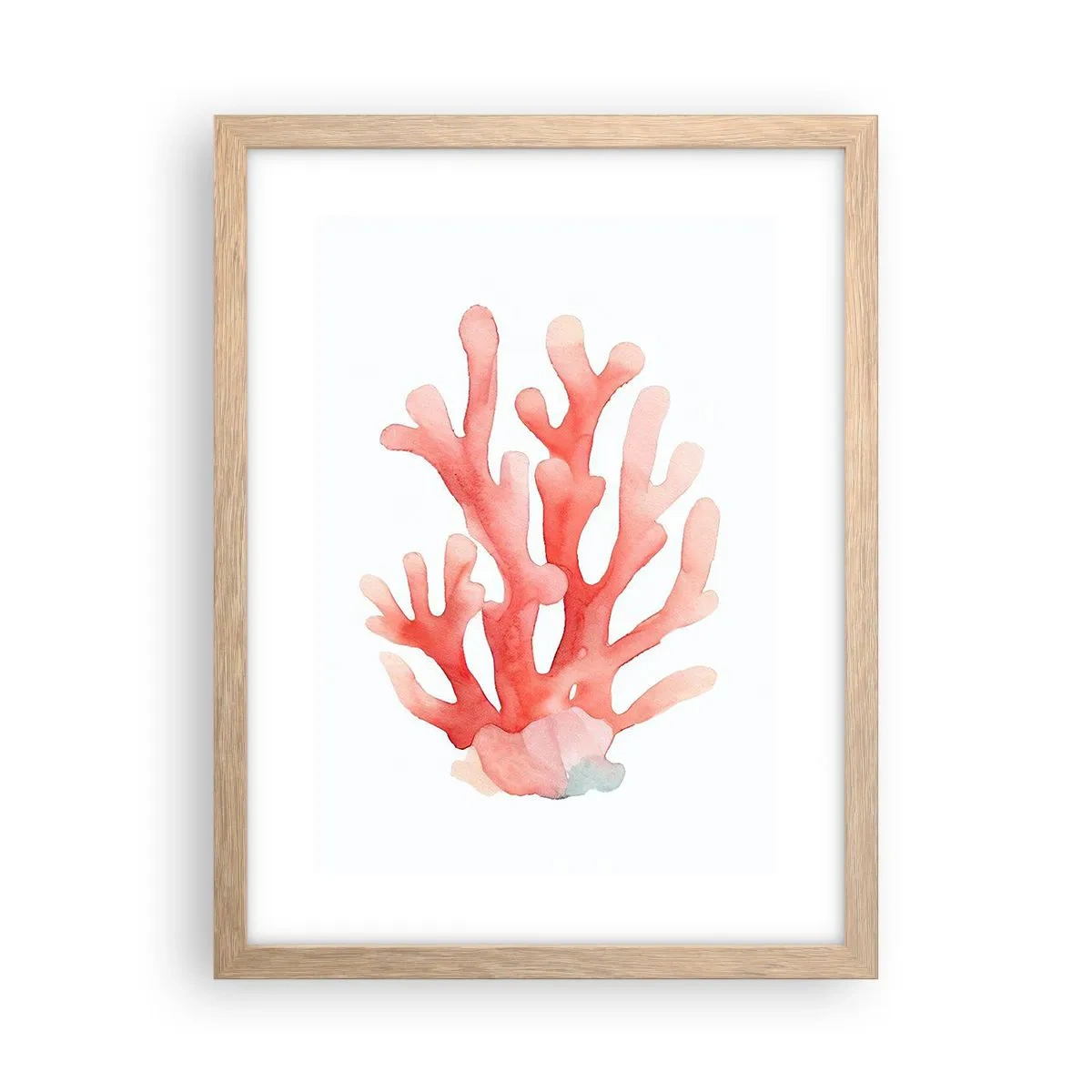 Affiche dans un chêne clair - Poster - Corail couleur corail - 30x40 cm