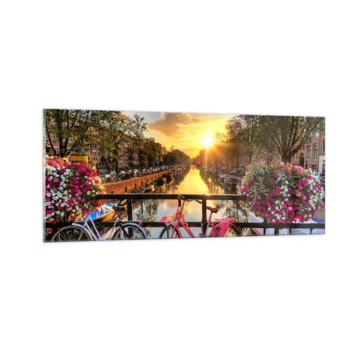 Impression sur verre - Image sur verre - Matin de printemps à Amsterdam - 100x40 cm