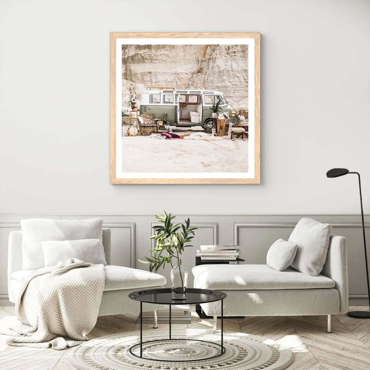 Affiche dans un chêne clair - Poster - Il est temps de commencer le voyage - 50x50 cm