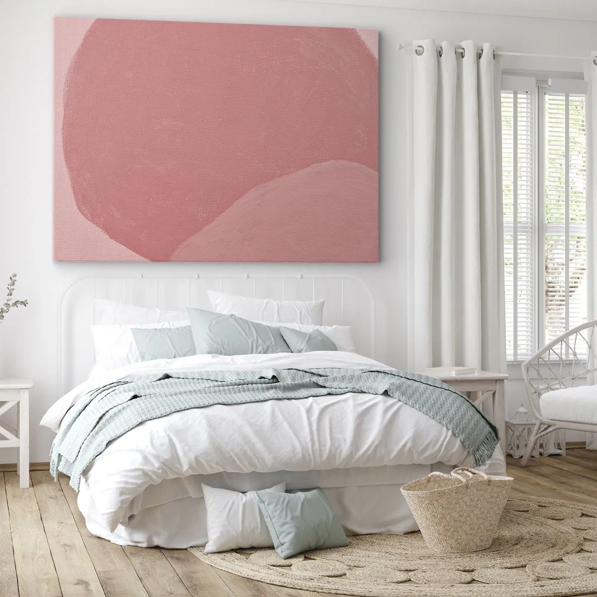 Impression sur toile - Image sur toile - Abstraction délicate dans des tons de rose, formes organiques et minimalisme - 70x50cm - Composition organique en rose - Décoration murale moderne pour le salon et la chambre ARTTOR