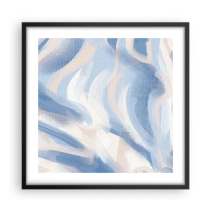 Affiche dans un cadre noir - Poster - Vagues bleues - 50x50 cm