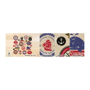 Échantillon de Papier Peint Premium Sand - La fraternité de la voile - Nautique, Ancre, Boussole - 100x30 cm