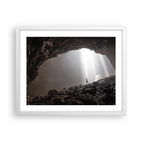 Affiche dans un cadre blanc - Poster - Grotte lumineuse - 50x40 cm