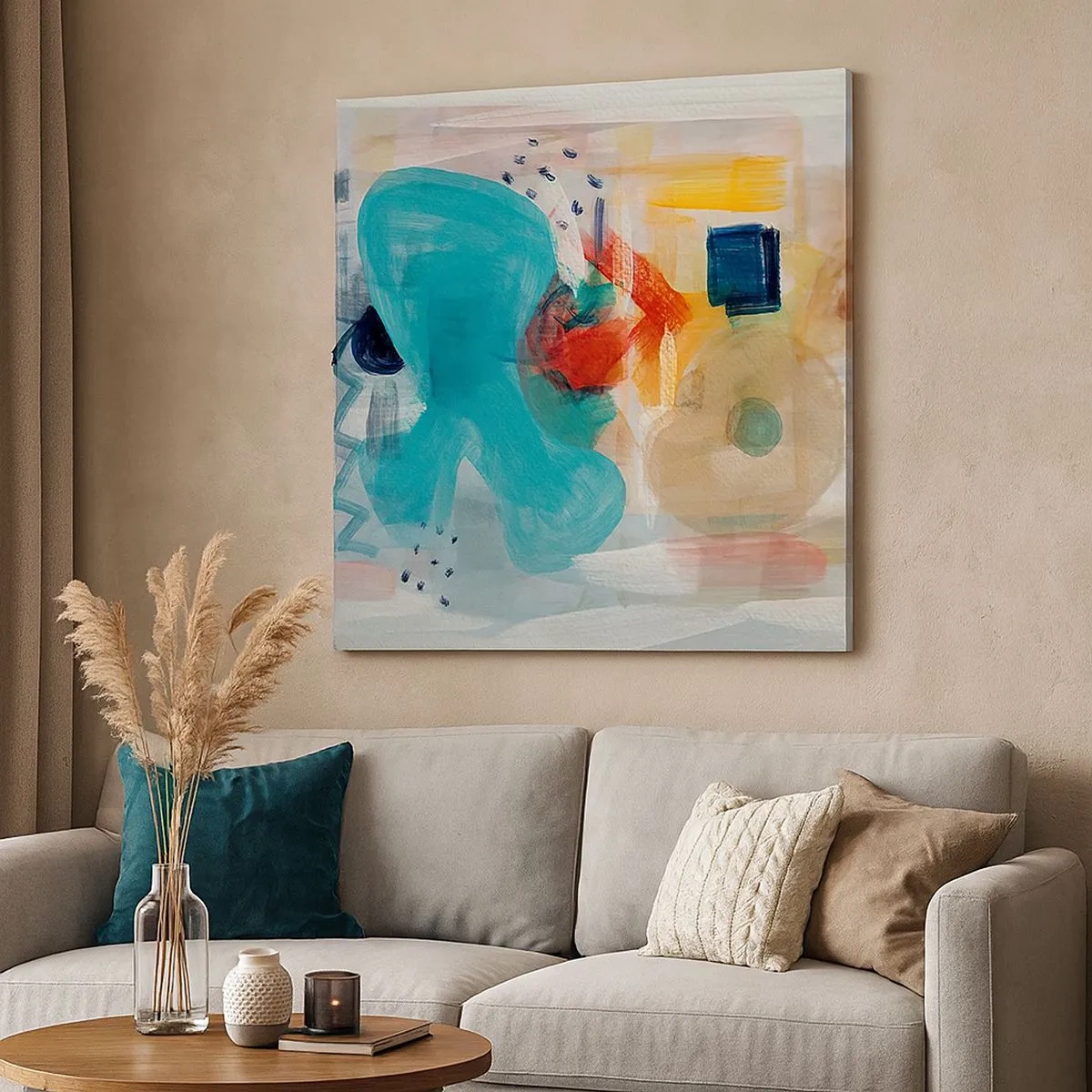 Impression sur toile - Image sur toile - Jeu de couleurs - 30x30 cm