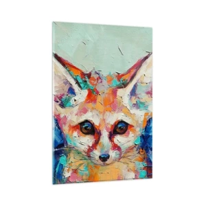 Impression sur verre - Image sur verre - Un portrait coloré d'un renard fennec dans le style d'une peinture expressive. - 80x120cm - Etes-vous prêts pour moi? - Décoration murale moderne pour le salon et la chambre ARTTOR
