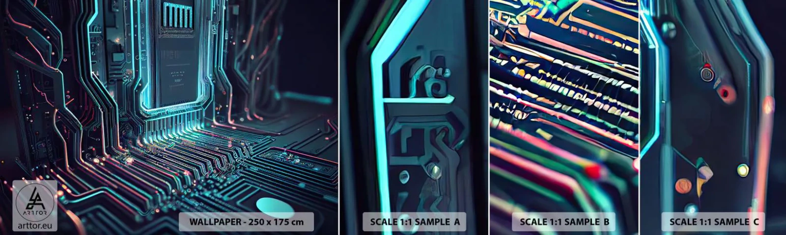 Échantillon de Papier Peint Autocollant Deluxe Sticker - Je pense comme ça… - Technologie, Ordinateur, Processeur - 100x30 cm