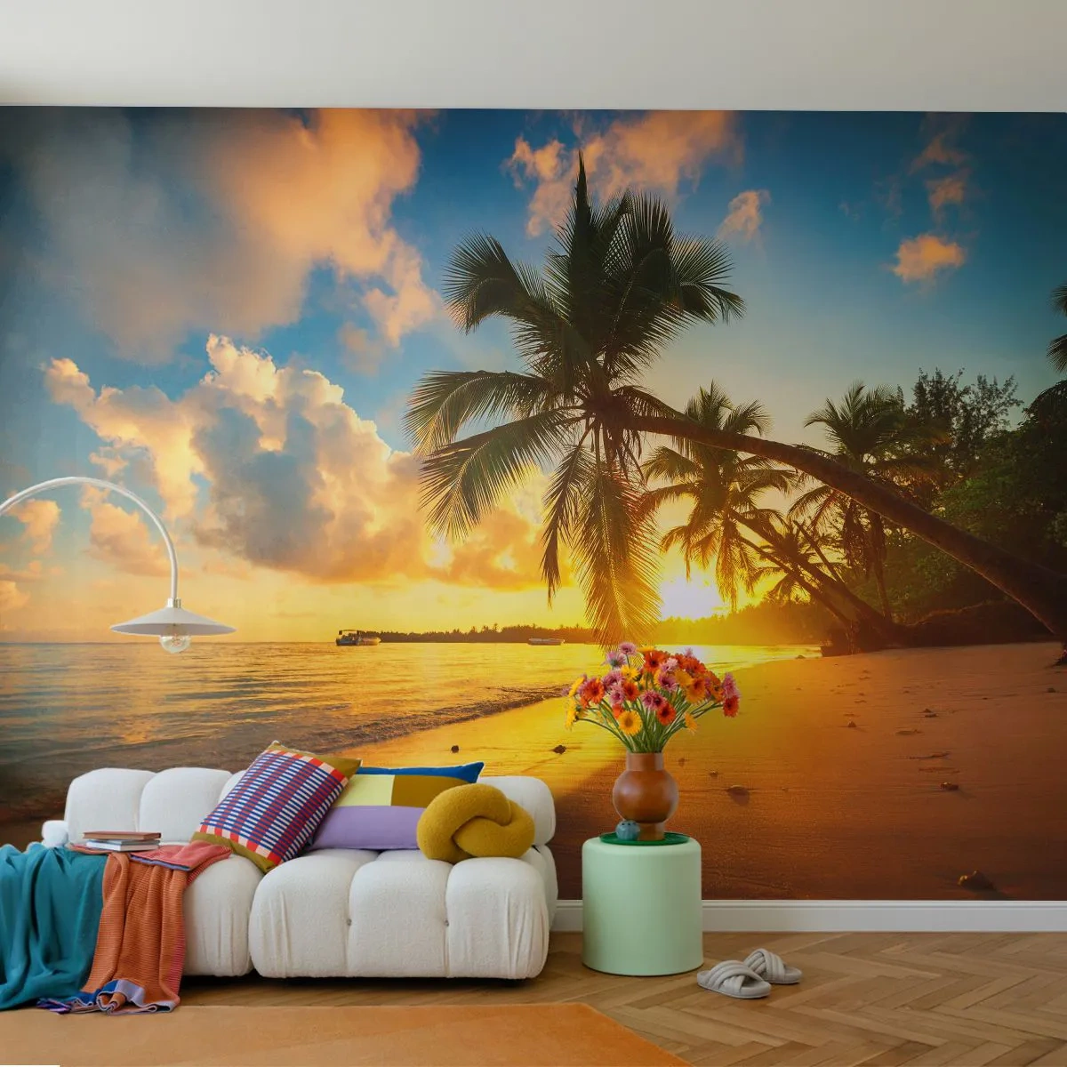 Papier Peint Autocollant Deluxe Sticker - Rêve caribéen - Paysage, Cocotier, Mer - 250x175 cm