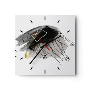 Horloge murale - Pendule murale - Une composition abstraite avec des accents de noir et d'or. - 30x30cm - En noir et en or - Décoration murale moderne pour le salon et la chambre ARTTOR