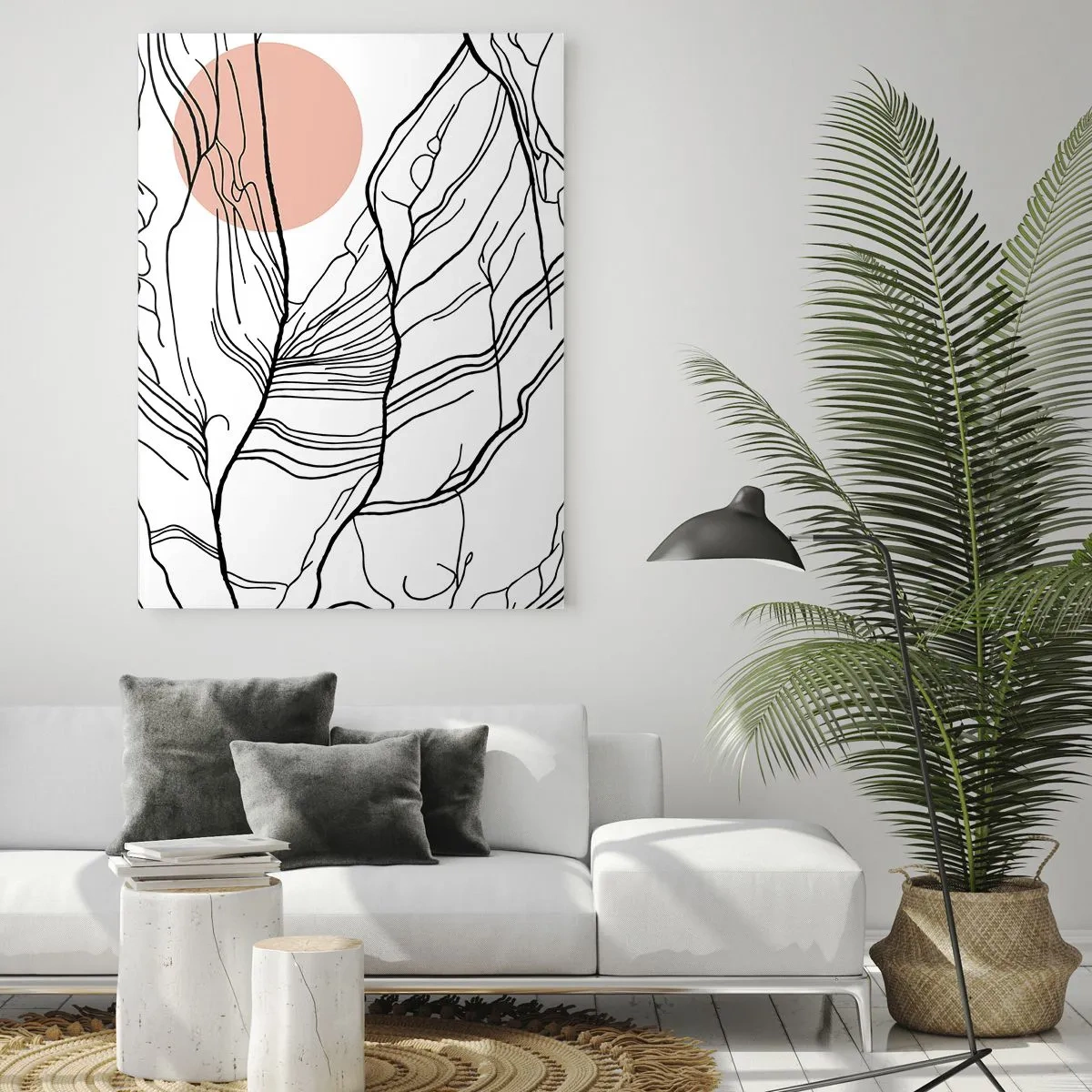 Impression sur verre - Image sur verre - Lignes minimalistes avec un accent géométrique - 80x120cm - Dans un réseau de brindilles - Décoration murale moderne pour le salon et la chambre ARTTOR