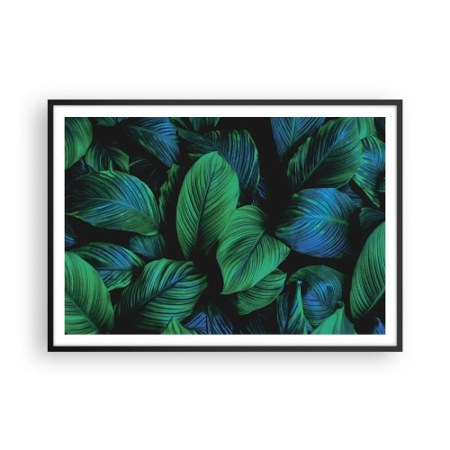 Affiche dans un cadre noir - Poster - Feuilles vertes dans un style minimaliste - 100x70cm - Dans la foule verte - Décoration murale moderne pour le salon et la chambre ARTTOR