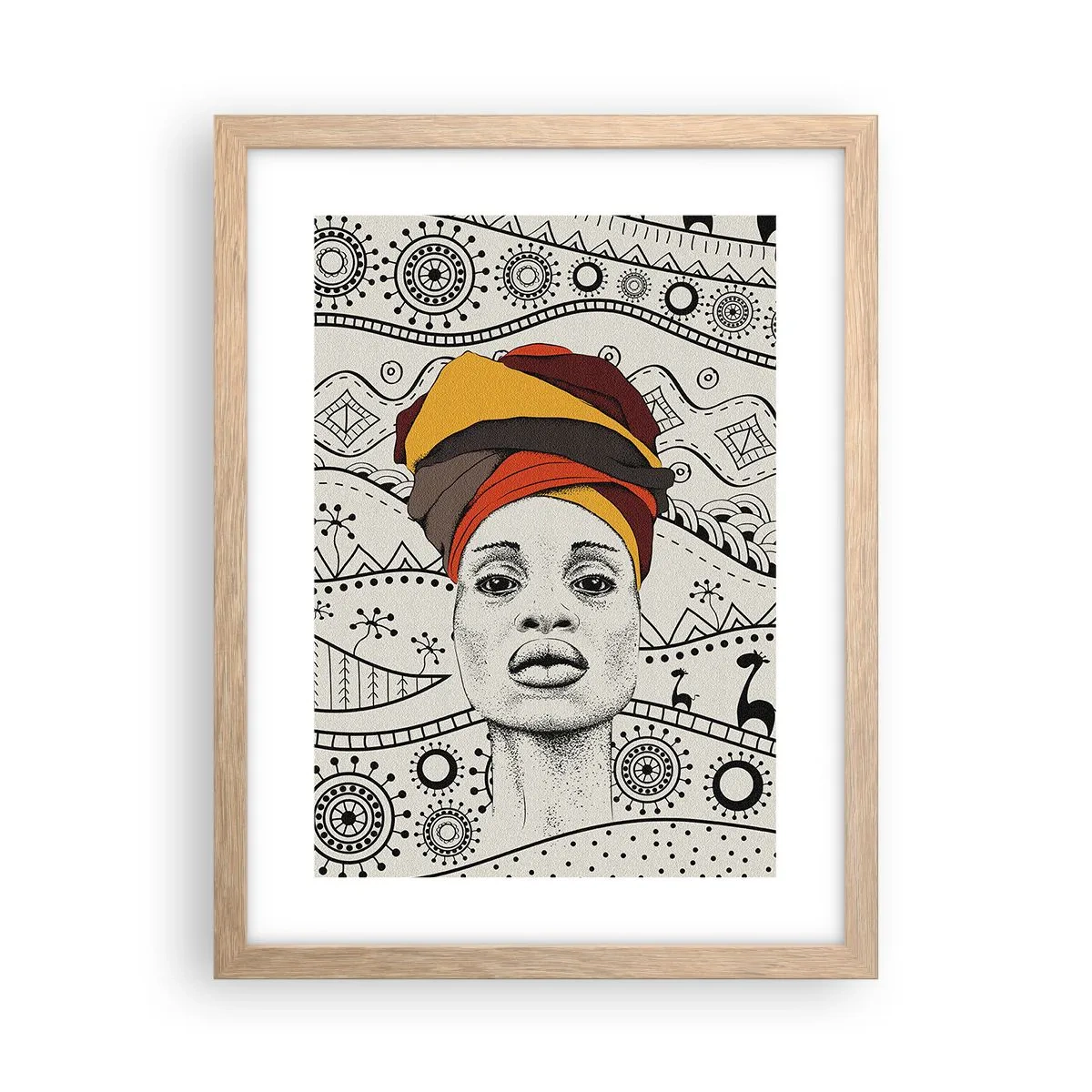 Affiche dans un chêne clair - Poster - Portrait Africain - 30x40 cm