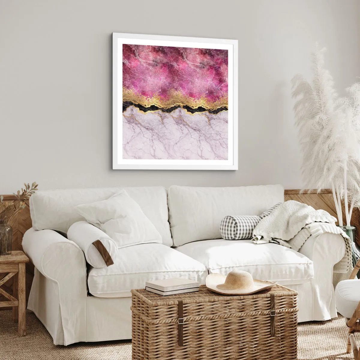 Affiche dans un cadre blanc - Poster - À la frontière - 60x60 cm