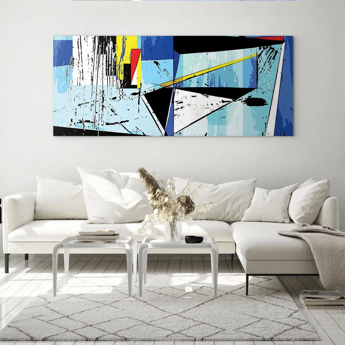 Impression sur verre - Image sur verre - Composition géométrique abstraite aux couleurs vives - 120x50cm - Regardez le monde sous un certain angle… - Décoration murale moderne pour le salon et la chambre ARTTOR