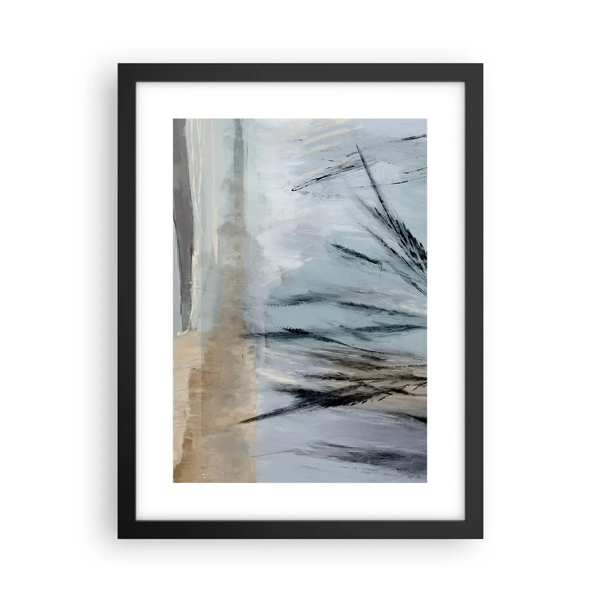 Affiche dans un cadre noir - Poster - Champs d'hiver - 30x40 cm