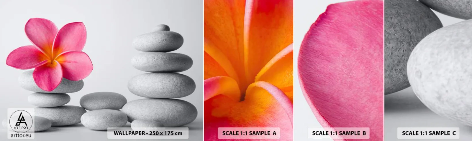 Échantillon de Papier Peint Autocollant Deluxe Sticker - Pierre sur pierre, et sur cette pierre... - Fleur, Des pierres, Spa - 100x30 cm