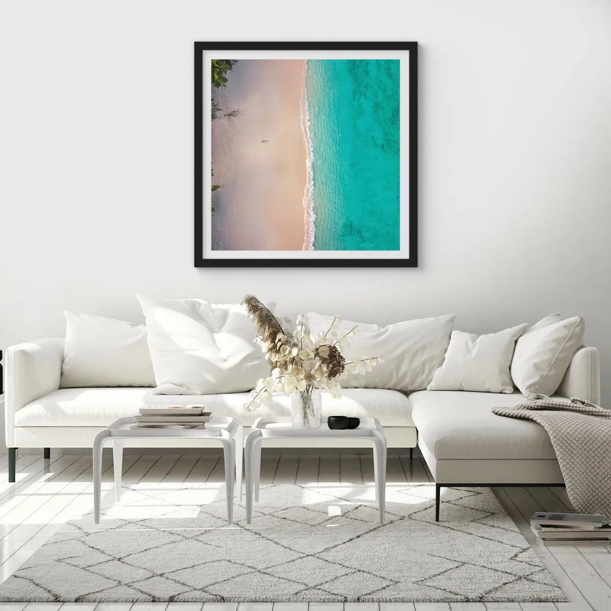 Affiche dans un cadre noir - Poster - Plage paradisiaque - 30x30 cm
