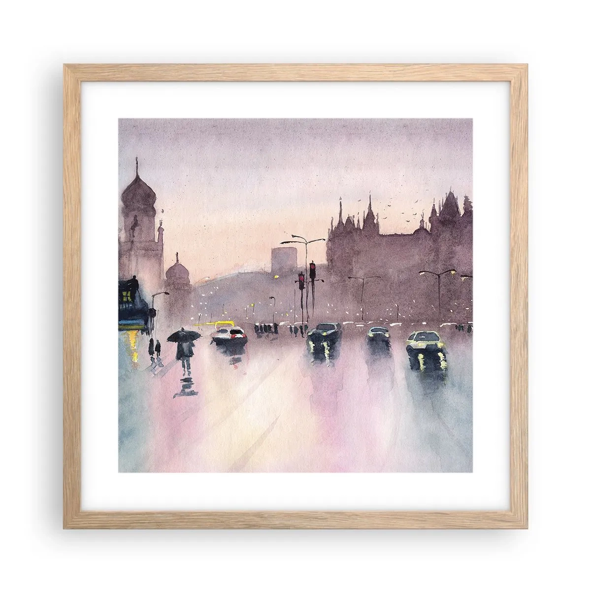 Affiche dans un chêne clair - Poster - Dans une brume pluvieuse - 40x40 cm