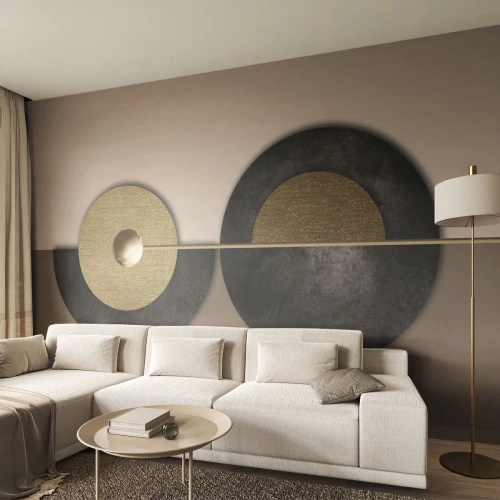 Papier Peint Photo Premium Canvas - Variations autour du cercle - roues, Abstraction, Art Déco - 300x210 cm